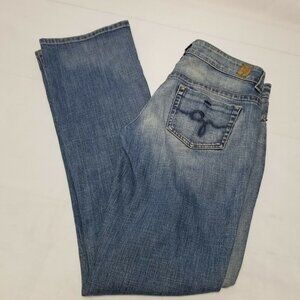 Guess Women's Low Rise Distressed Jeans Stretch  Solid Blue Size 29